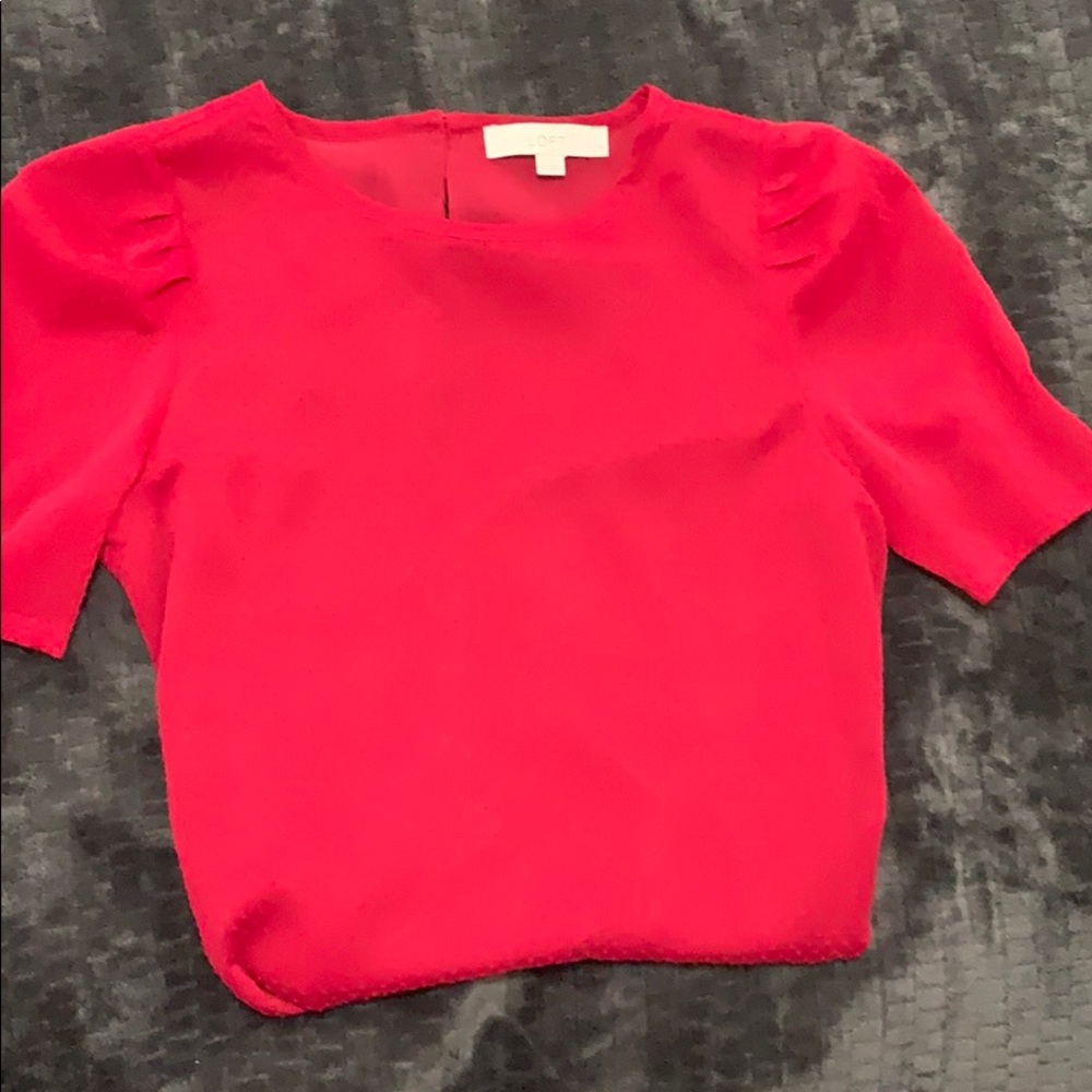 Hot Pink Loft blouse with pouf sleeves NWOT